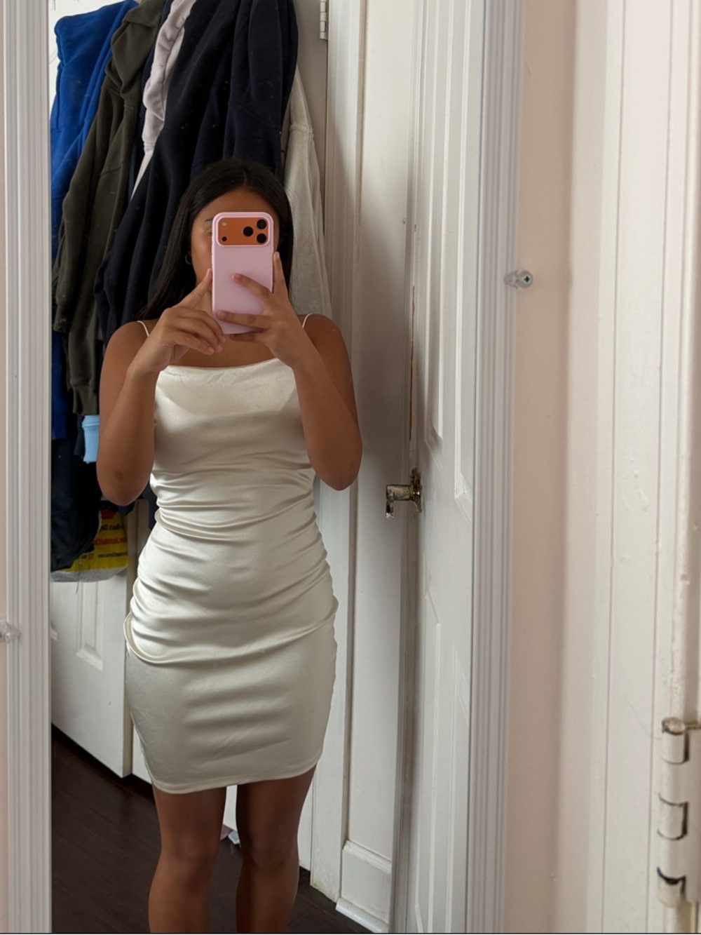 Windsor Satin Slip Dress in Ivory Cream - Picture 3 of 3